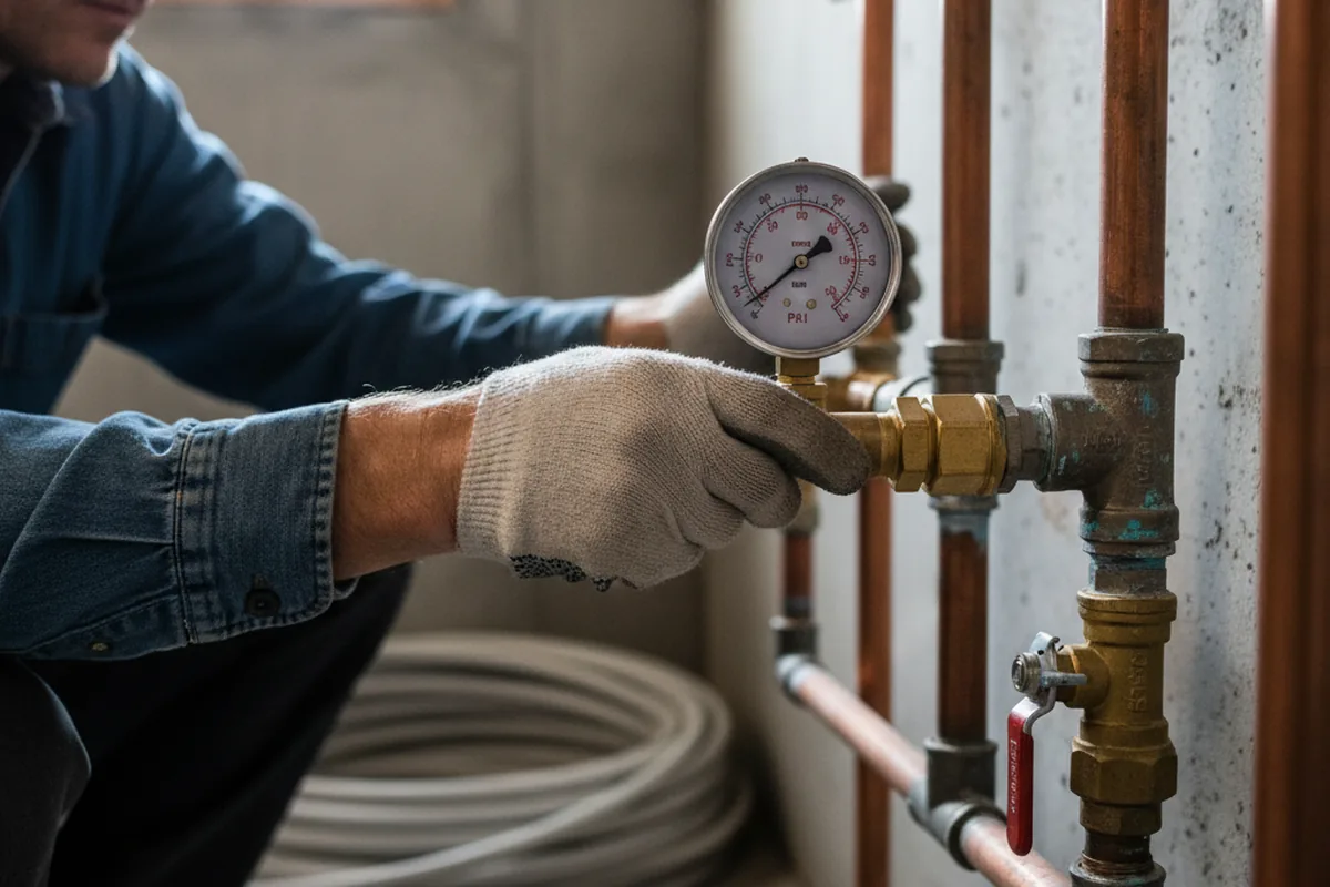 Pressure testing a repaired line during Water Line Repair in Conyngham